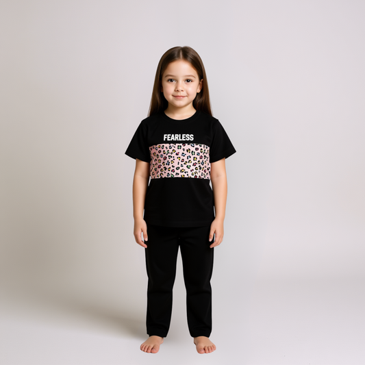 Girls Cotton Pajama Set – Fearless Leopard Print
