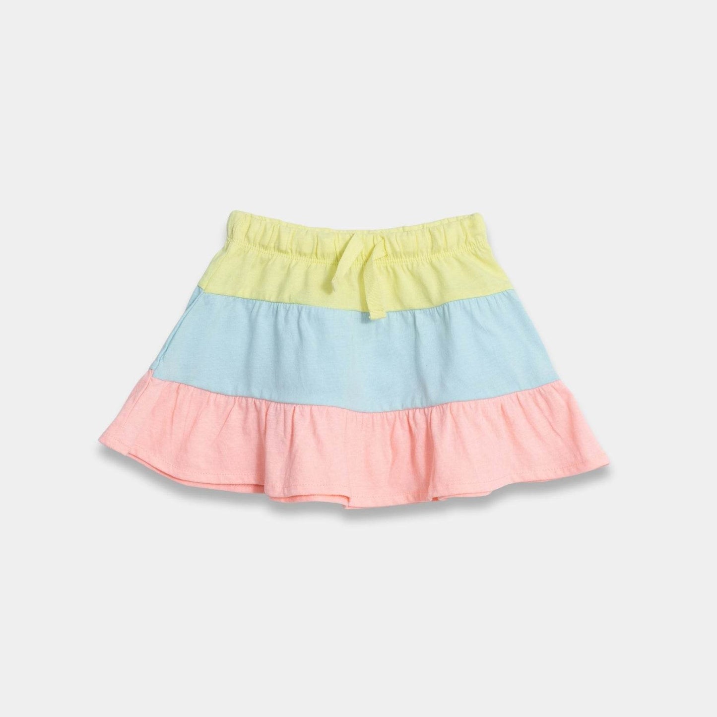 Toddler Girls Ruffle Skirt - Yellow Blue Pink Color - KIDKO