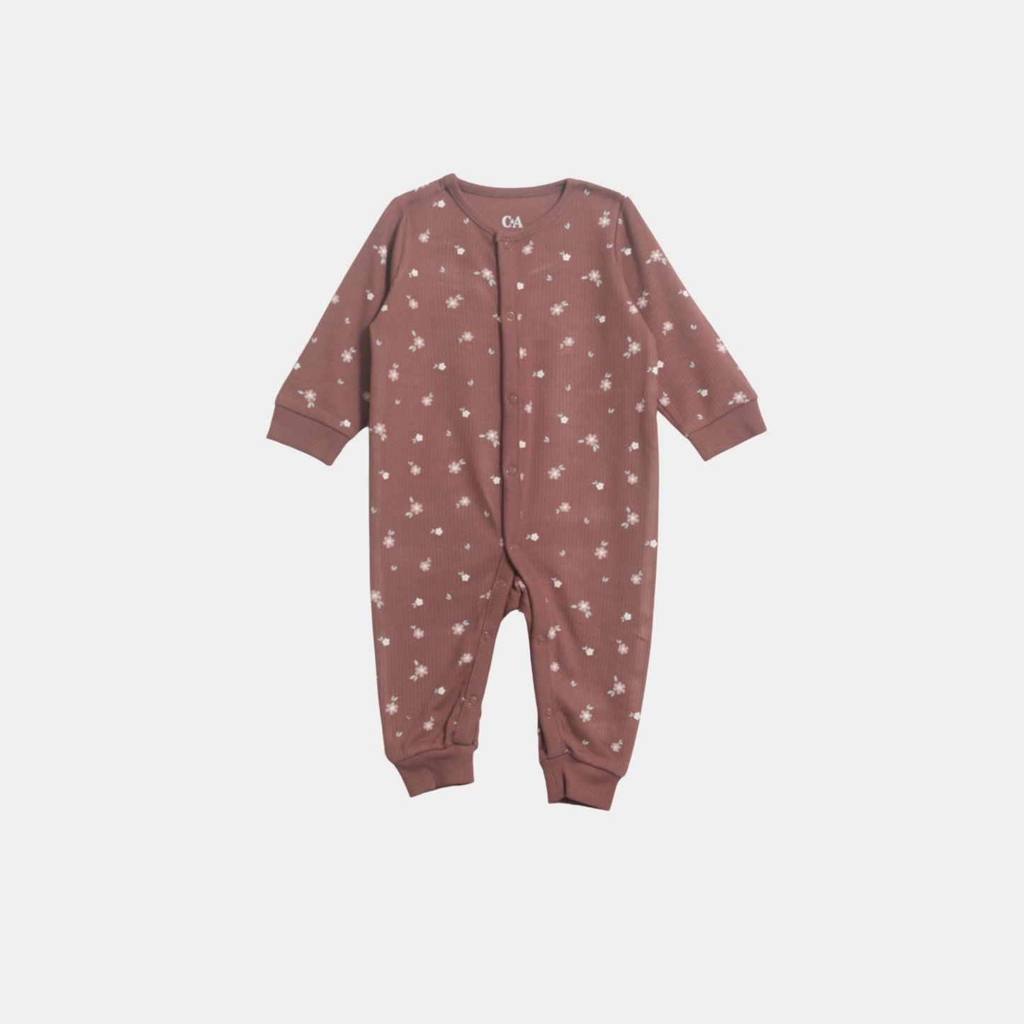 Baby Unisex Sleepsuit – Dark Maroon Printed Design - KIDKO