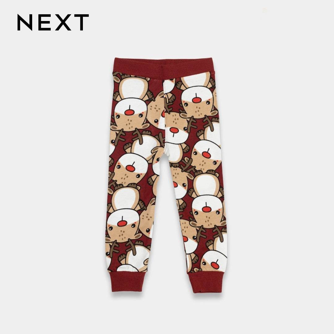 Boys Cotton Trousers – Reindeer Print - KIDKO