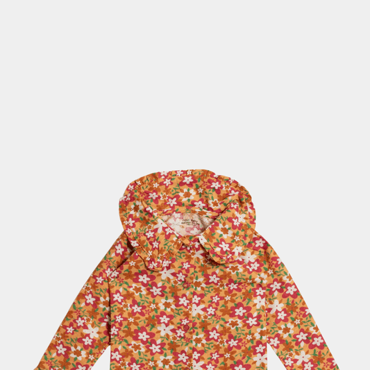 Baby Sleepsuit – Orange Floral Pattern - KIDKO