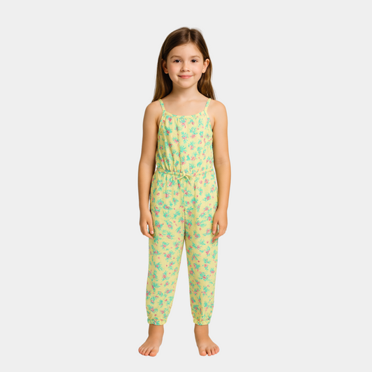 Girls Jumpsuit - Lime Yellow Color