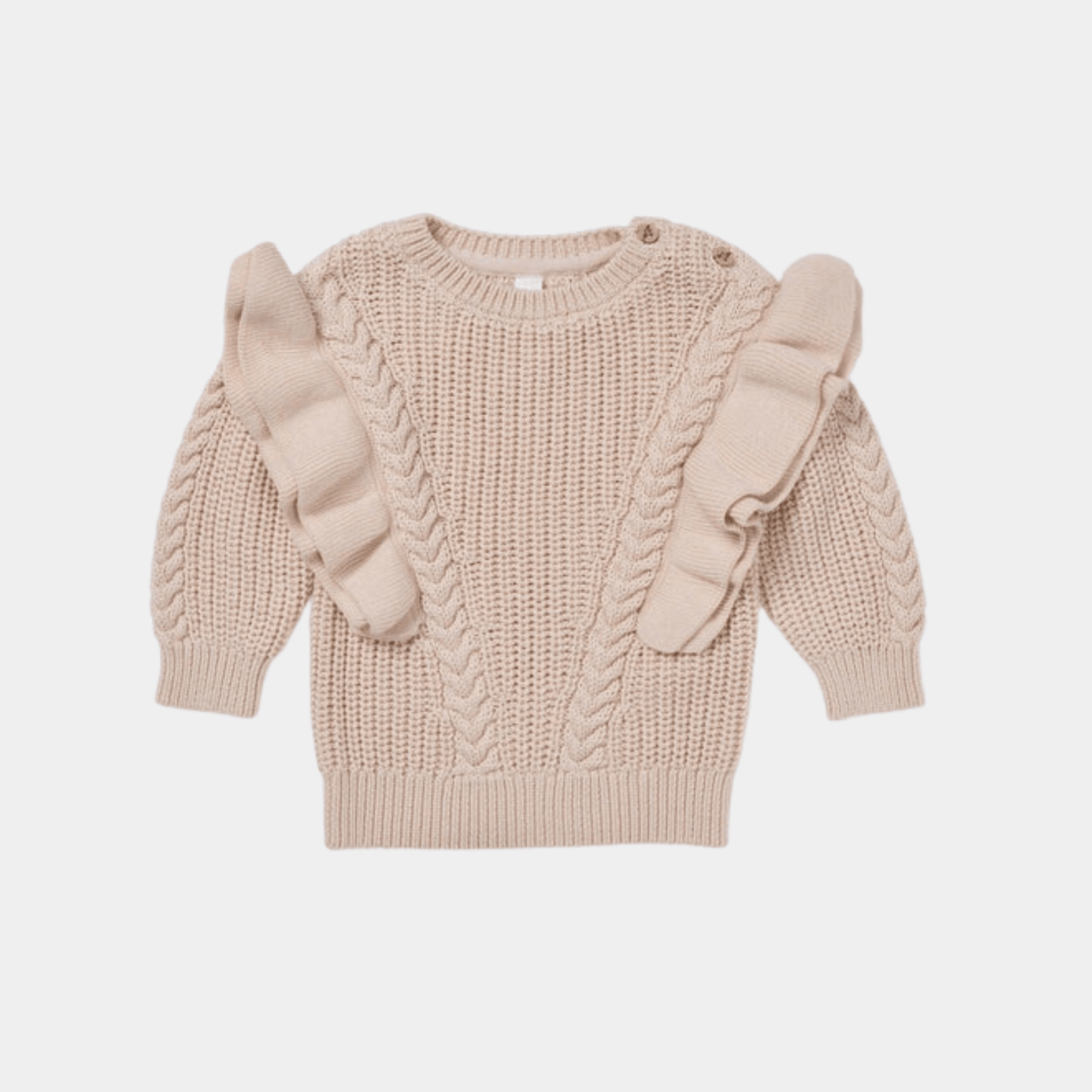 Girls Frill‑Neck Knitted Sweater – Pink - KIDKO