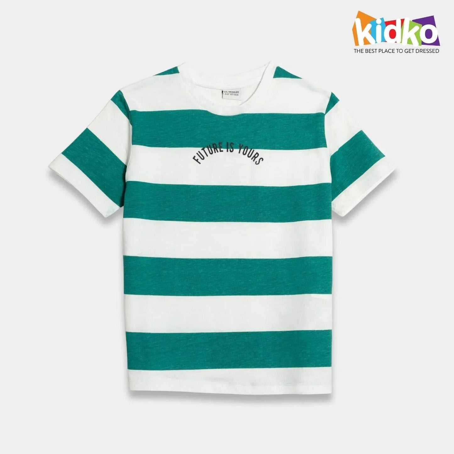 Boys’ Cotton T-Shirt – Green Striped - KIDKO