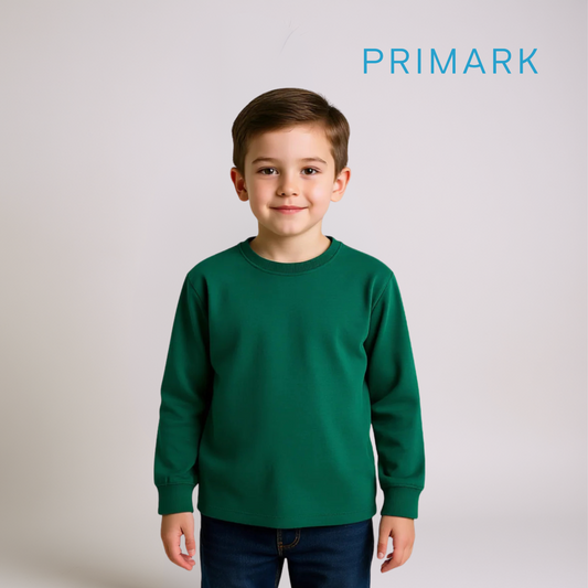 Boys Full Sleeve T‑Shirt – Forest Green Crew Neck
