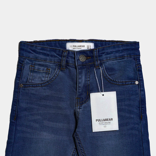 Boys Straight-Fit Tapered Jeans - Dark Blue Color - KIDKO