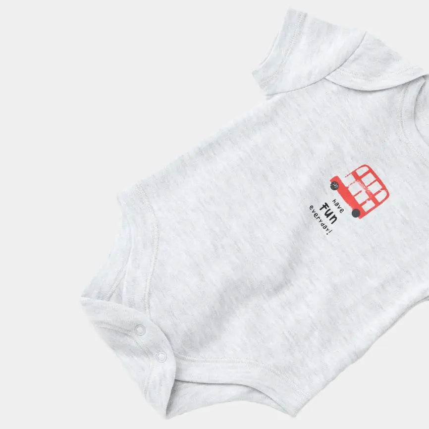 Baby Boys’ Bodysuit – Red Bus Print - KIDKO