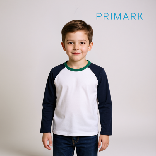 Boys Full Sleeve T‑Shirt – White and Blue