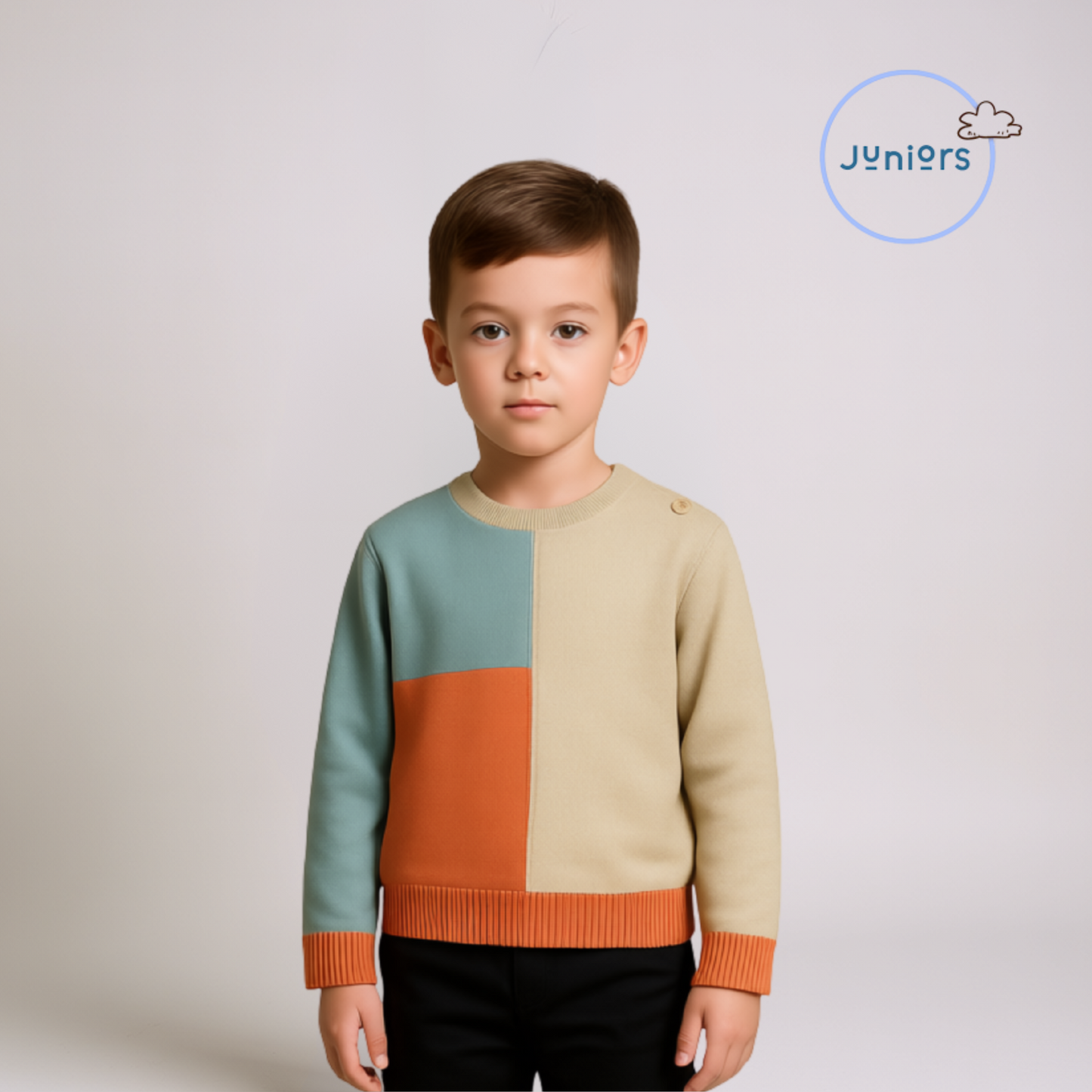 Boys Crew Neck Sweater – Multi Colour block
