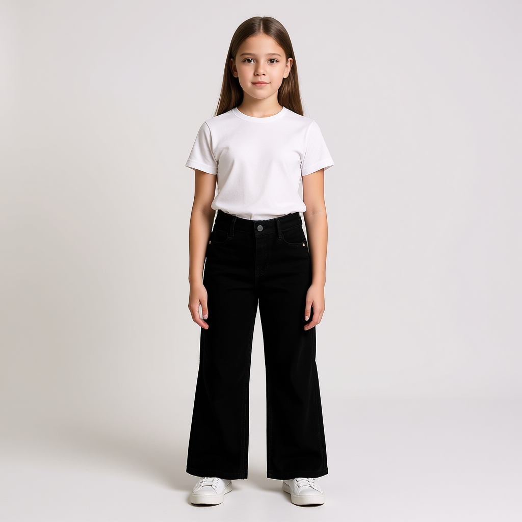 Girls Loose Fit Jeans - Jet Black Color
