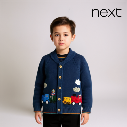 Boys Crew Neck Knitted Sweater – Dark Blue