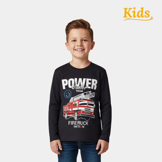 Boys Full Sleeve T-Shirt - Power Truck Ptint