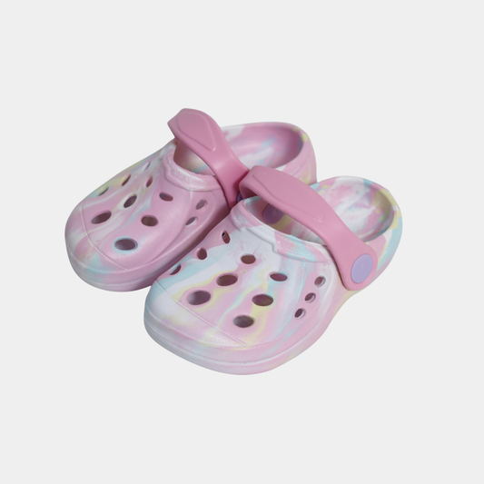 Kids Pink Tie-Dye Clogs – Soft & Lightweight Sandals