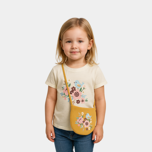 Orrange Floral Pattern Purse - Stylish and Compact