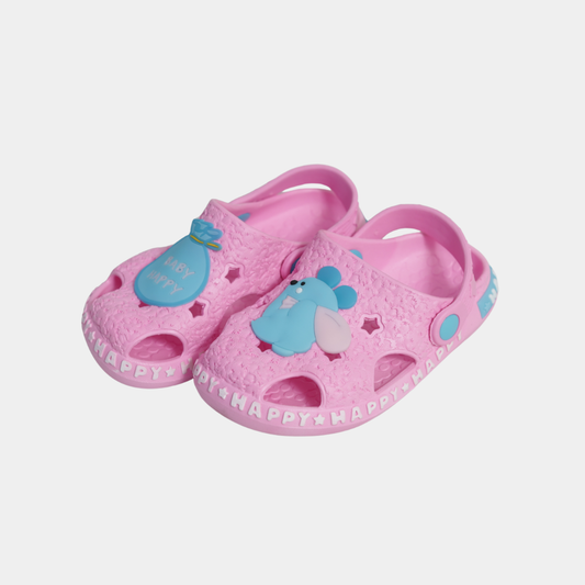 Baby Pink “Happy” Clogs for Kids – Cute Cartoon Slip-On Sandals