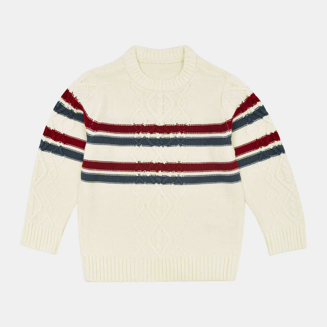 Classic Striped Cable-Knit Sweater -Unisex