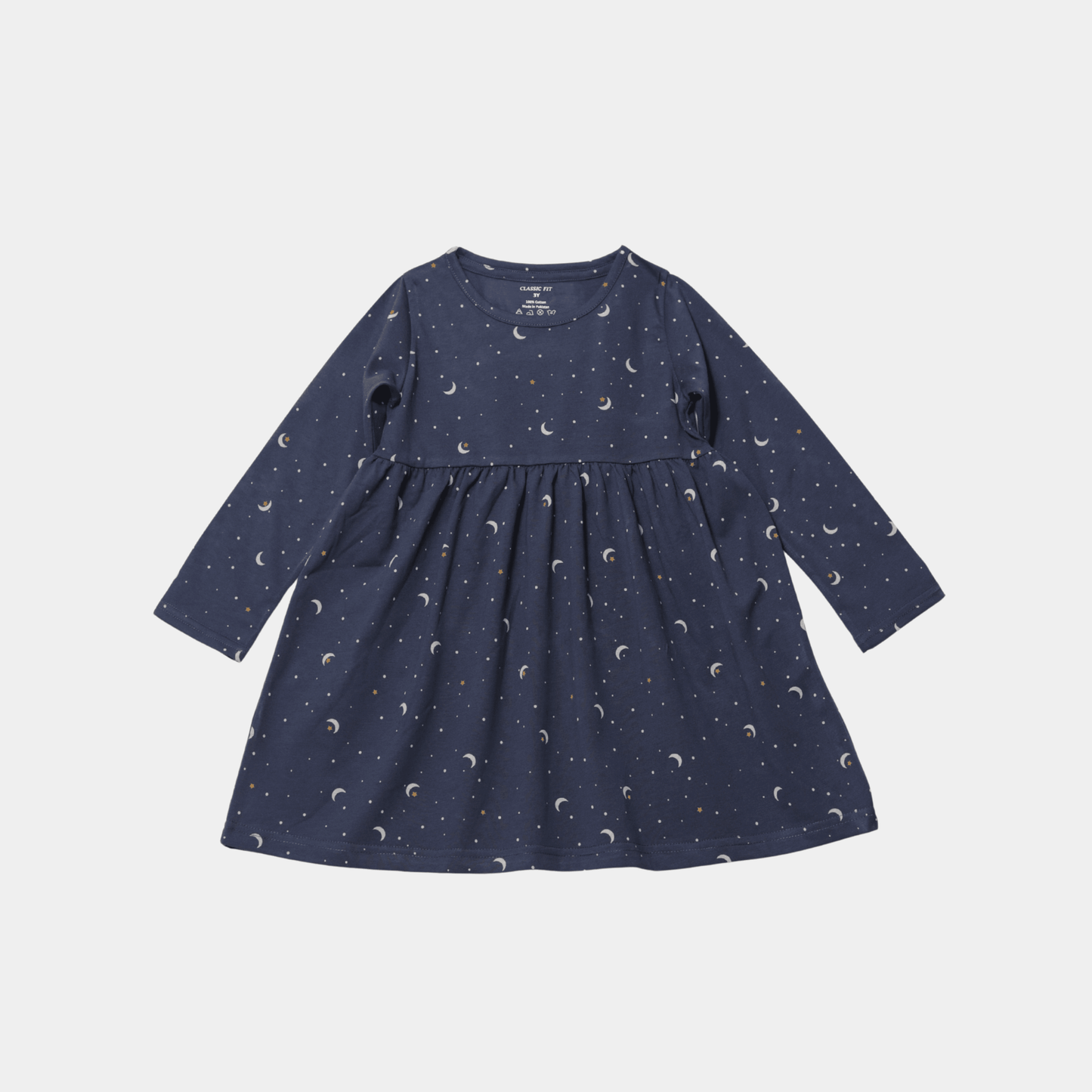 Girls Full Sleeve Frock – Navy Blue Classic Style - KIDKO