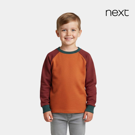 Boys Cotton T-Shirt – Maroon & Dark Orange