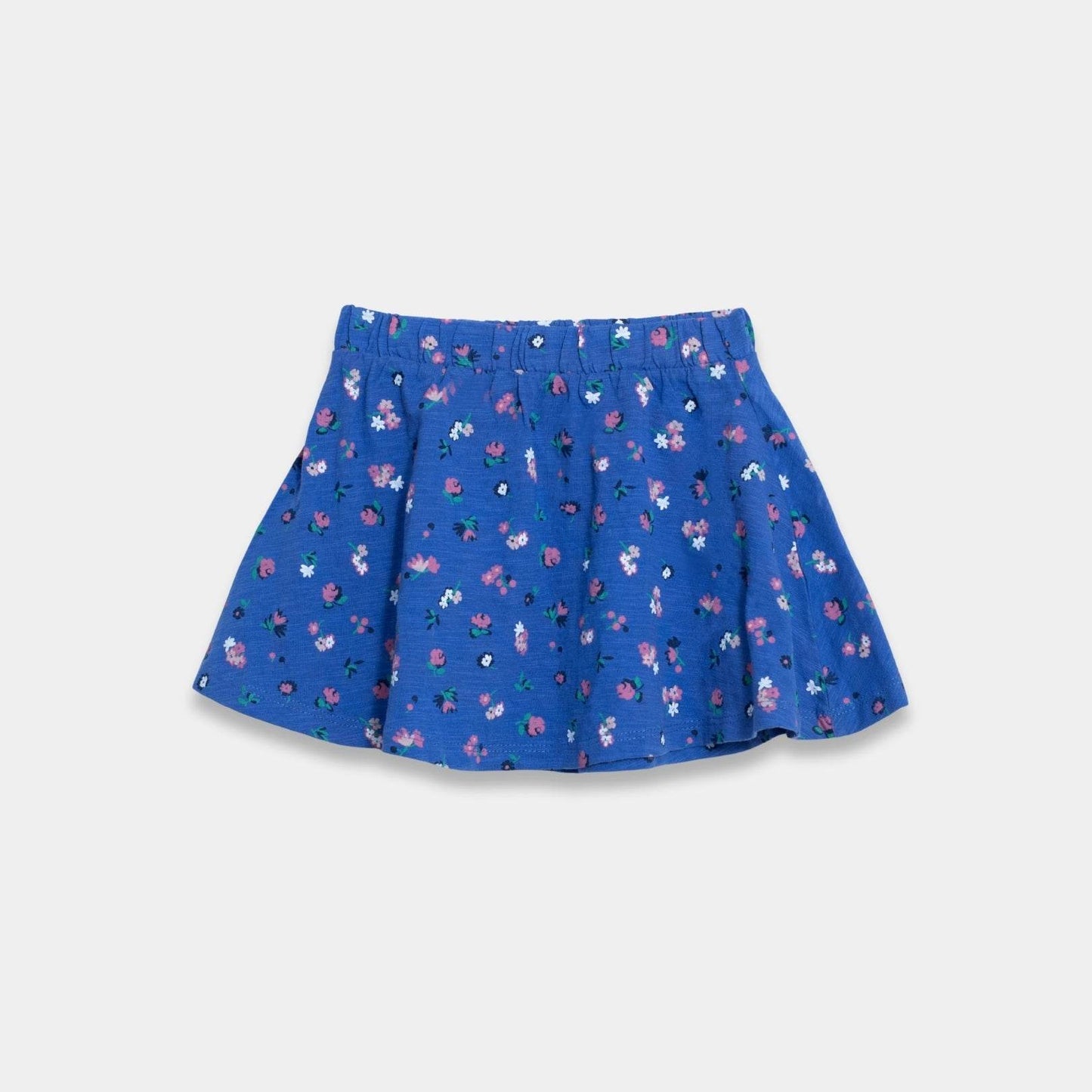 Toddler Girls Floral Printed Skirt - Blue Color - KIDKO