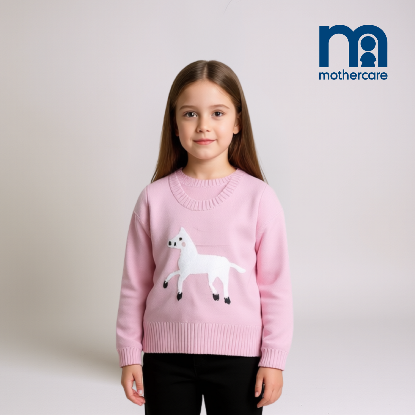 Baby Girl Goat Knit Sweater – Pink