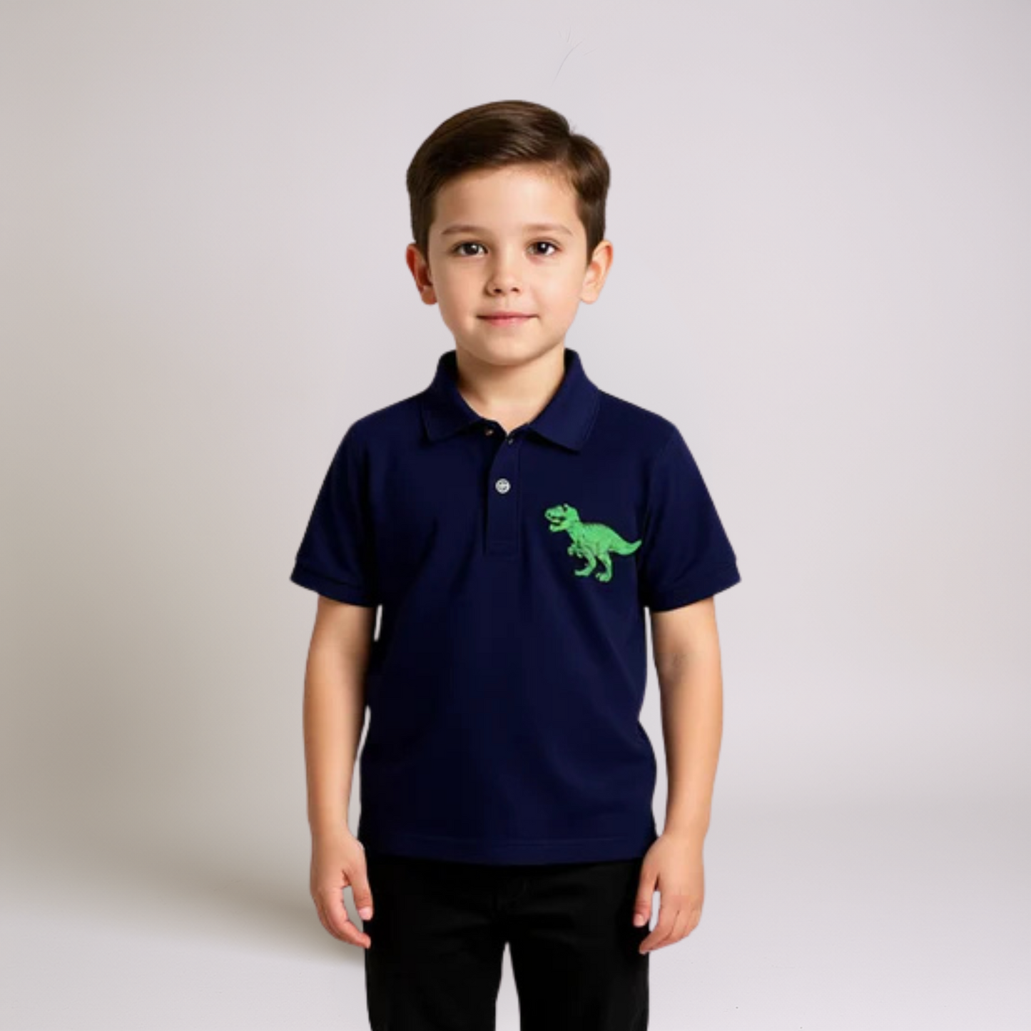 Boys Navy Blue Polo Shirt - Dinosaur
