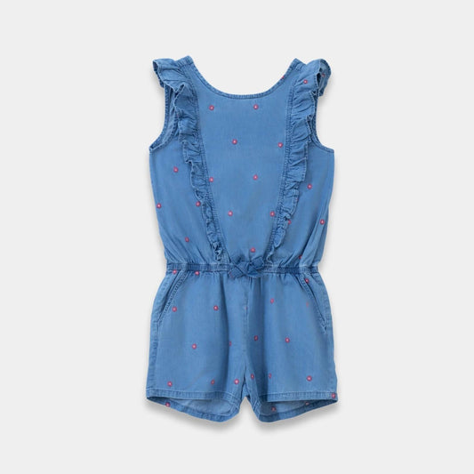 Girls Cotton Dress - Marine Blue Color - KIDKO