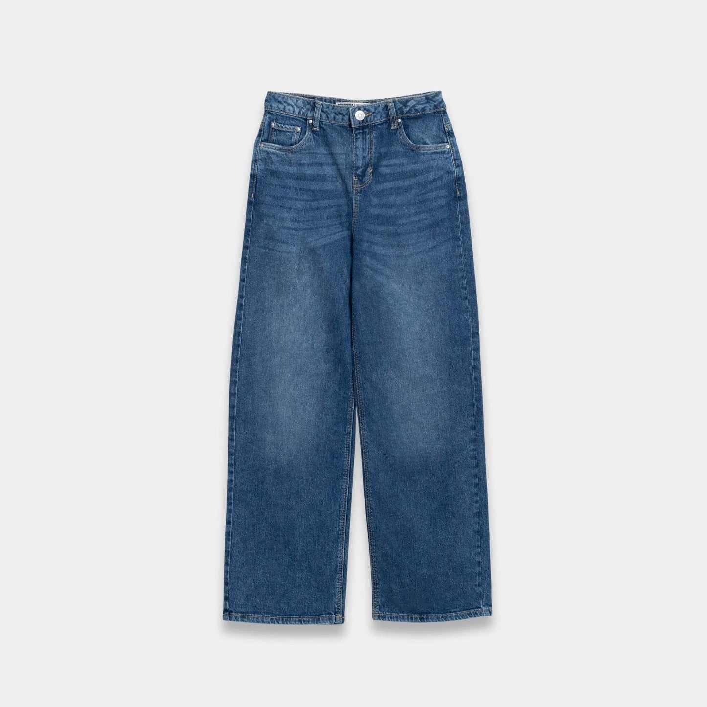 Girls High-Waist Wide-Leg Jeans - Dark Blue - KIDKO