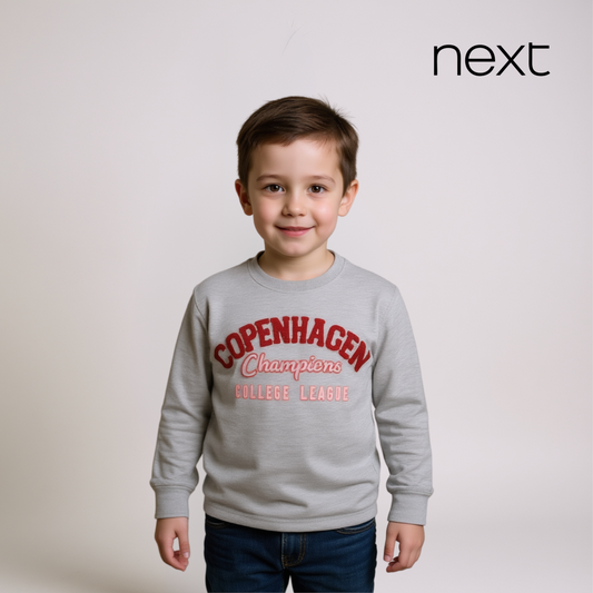 Boys Full Sleeve Shirt – Grey with Copenhagen Print