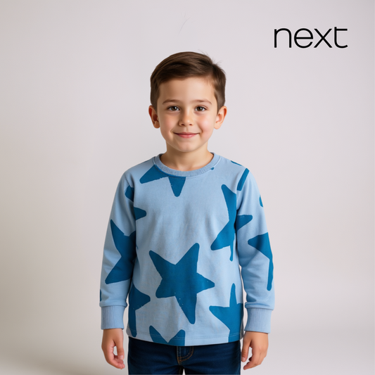 Boys Full Sleeve Shirt – Light Blue with Star Print
