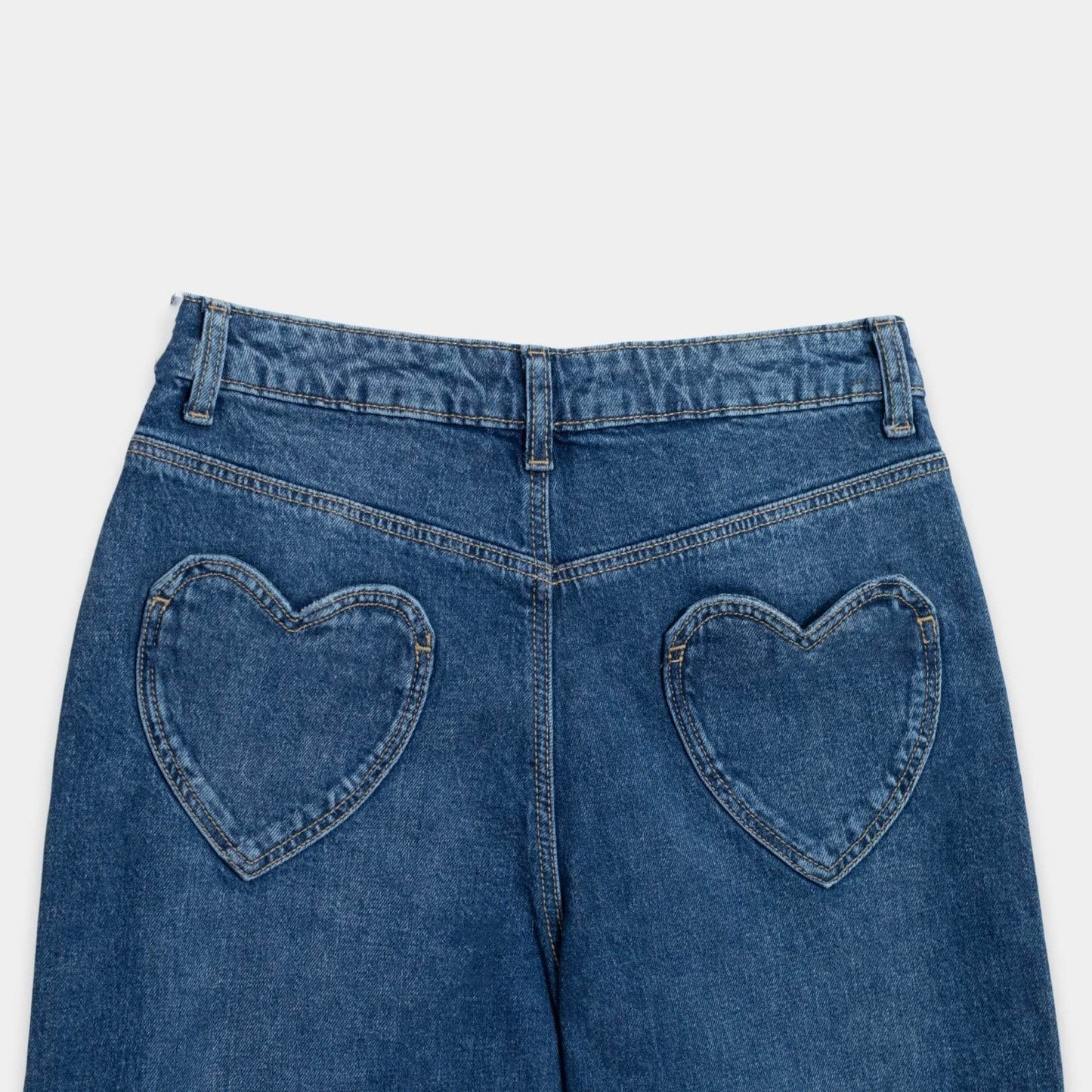 Girls High-Waist Wide-Leg Jeans - Dark Blue - KIDKO