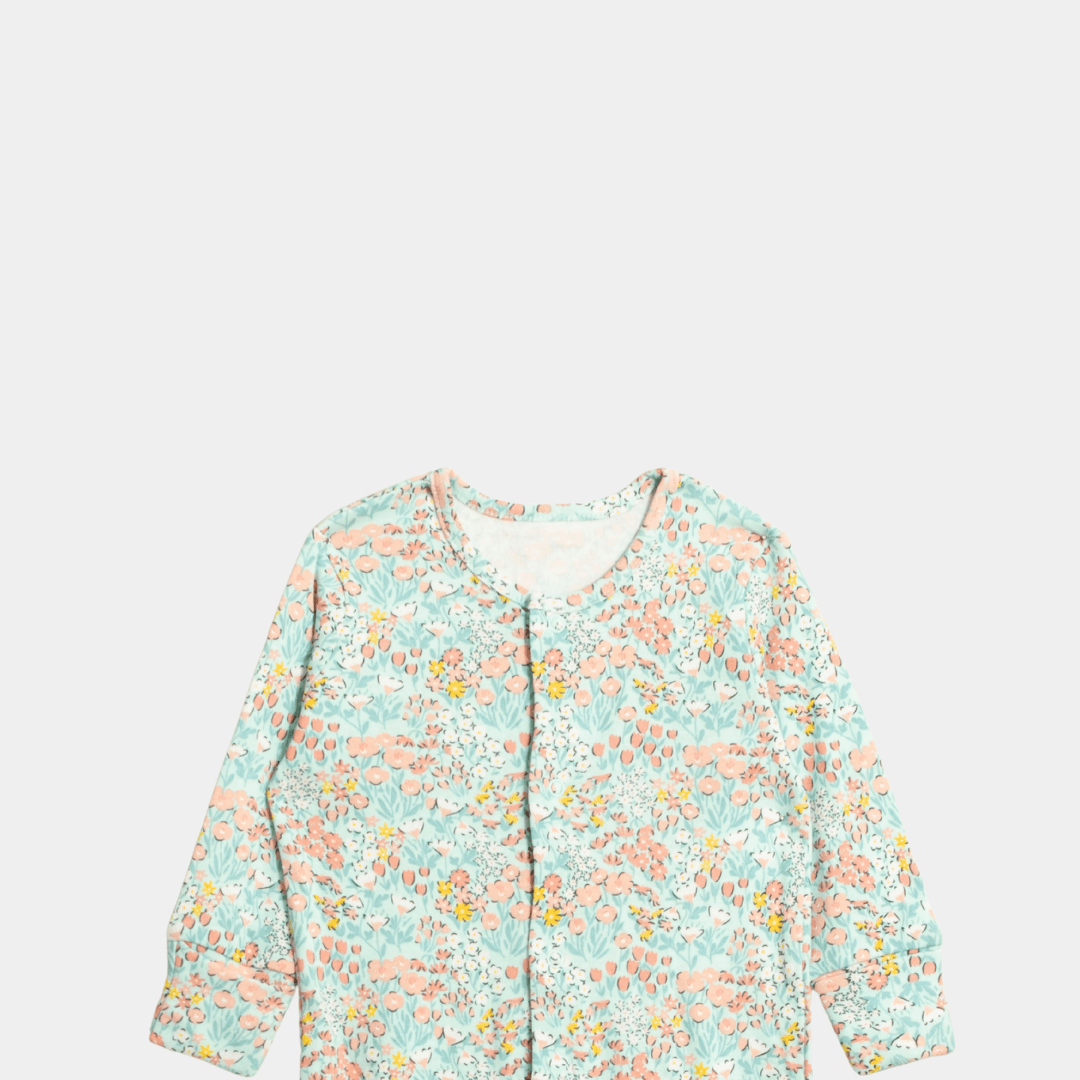 Baby Unisex Sleepsuit – Sea Green Floral Print - KIDKO