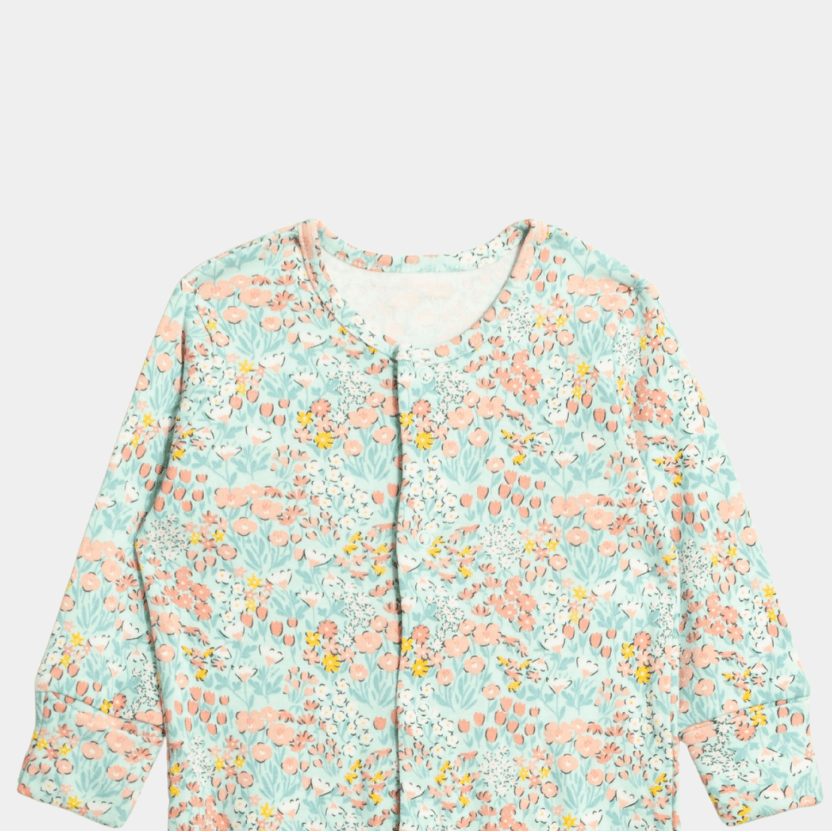 Baby Unisex Sleepsuit – Sea Green Floral Print - KIDKO