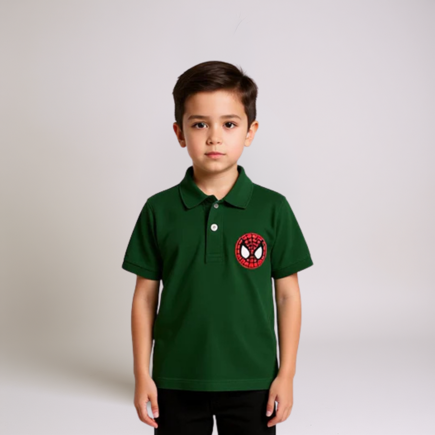 Boys Green Polo Shirt - Spiderman