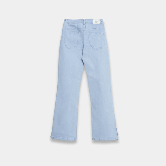 Girls Crop Flared Jeans - Sky Blue Color - KIDKO