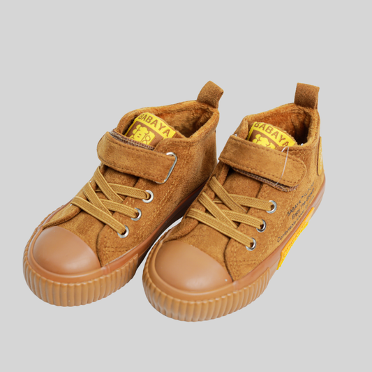 Kids Brown Suede Winter Sneakers – Warm & Comfortable Casual Shoes