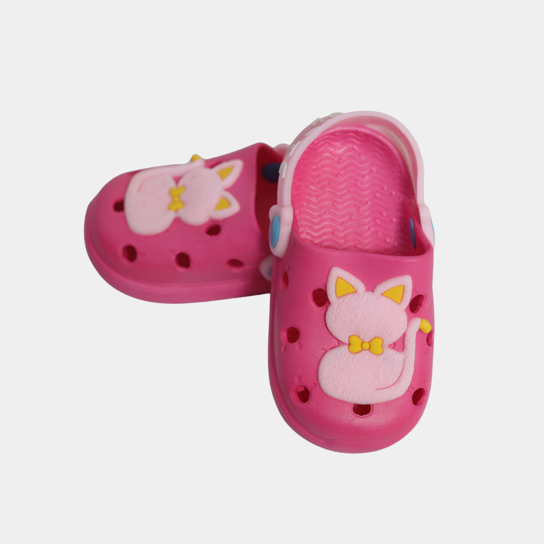 Girls Pink Cute Cat Clogs – Soft Slip-On Sandals