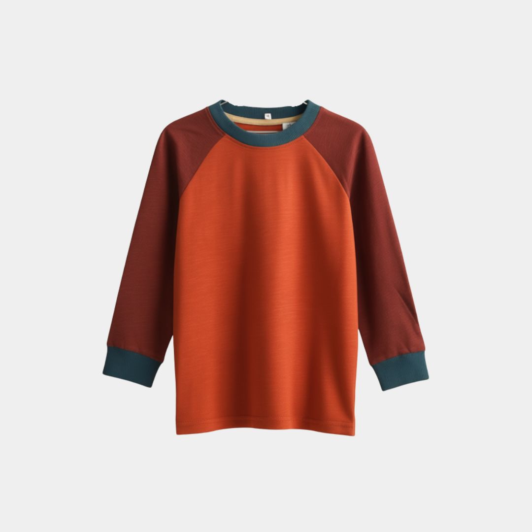 Boys Cotton T-Shirt – Maroon & Dark Orange