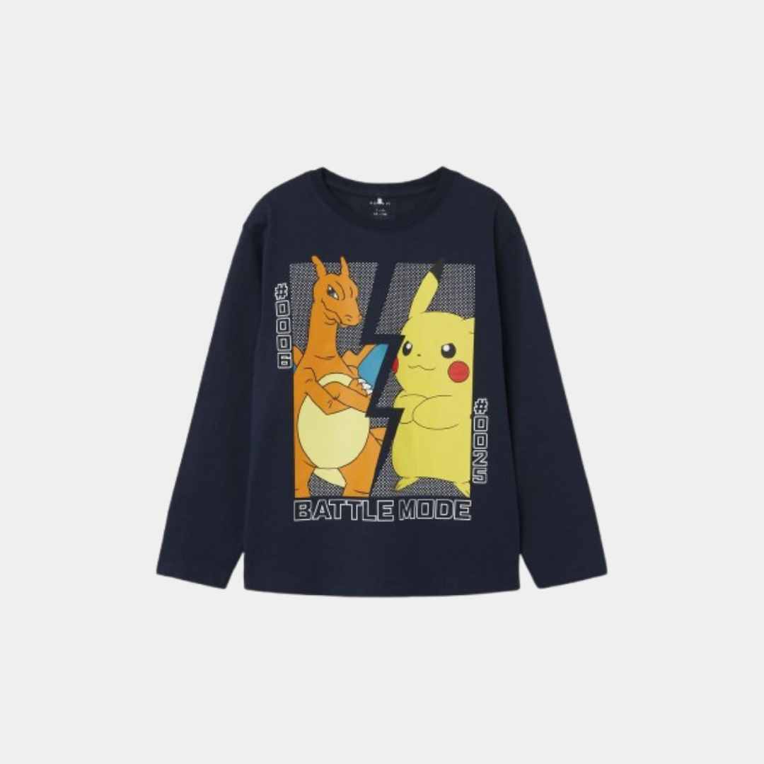 Navy Blue Pokémon Battle Mode Shirt for Boys