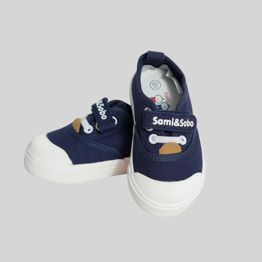Kids Navy Blue Canvas Slip-On Sneakers – Easy Velcro Everyday Shoes