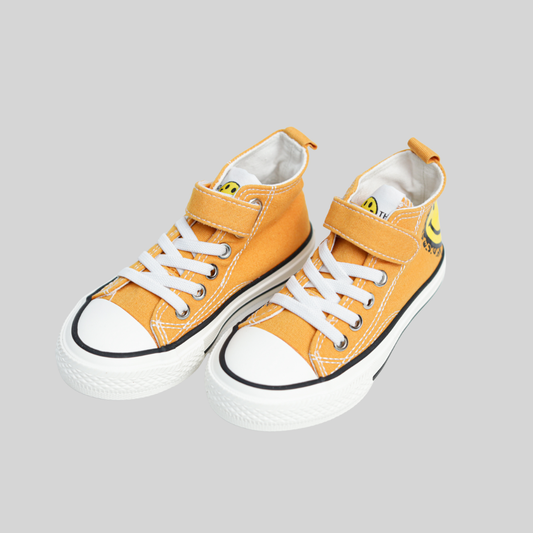 Kids Mustard Yellow High-Top Canvas Sneakers