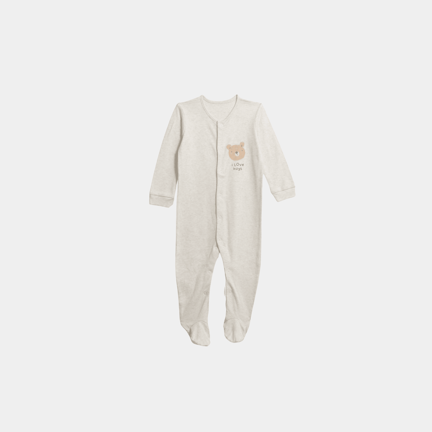 Baby Sleepsuit – Pink‑Shaded Off‑White with Bear Design - KIDKO