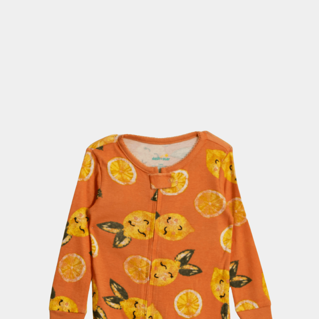 Baby Girl Snug Fit Sleepsuit – Orange Print - KIDKO