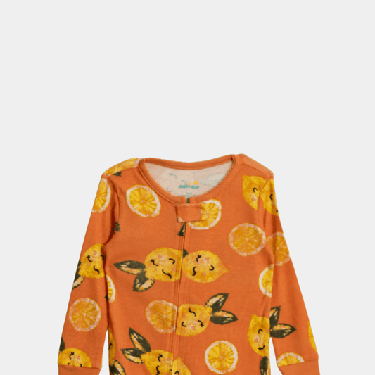 Baby Girl Snug Fit Sleepsuit – Orange Print - KIDKO