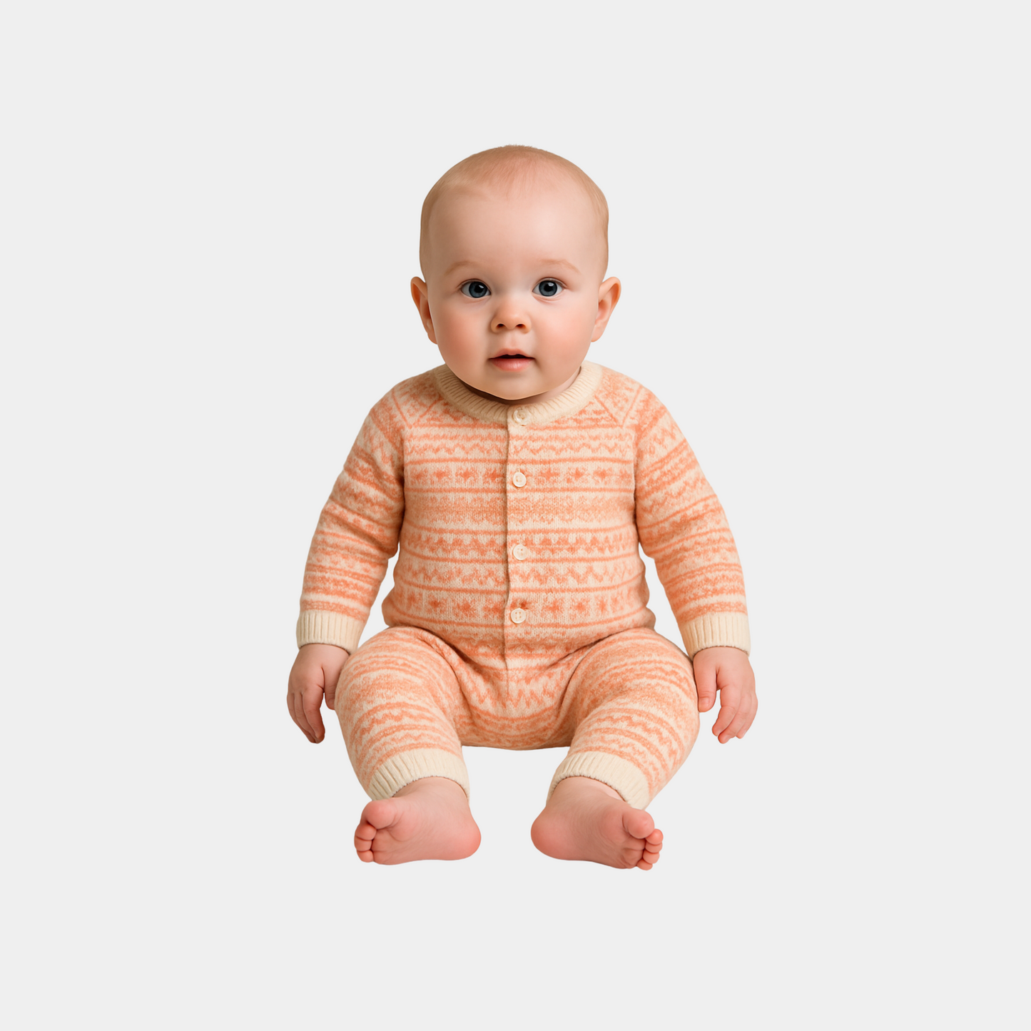 Toddler Winter Knitted Bodysuit - Cream and Peach
