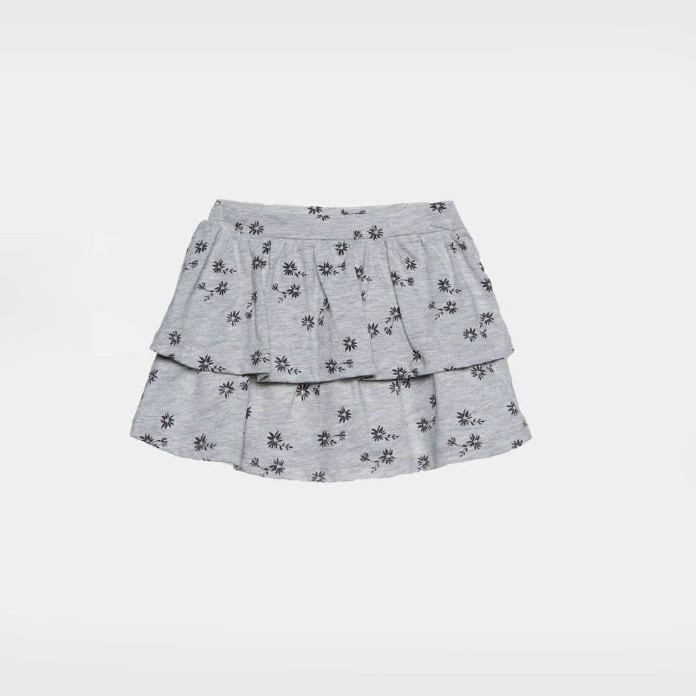 Girls Ruffle Skirt - Gray Color - KIDKO