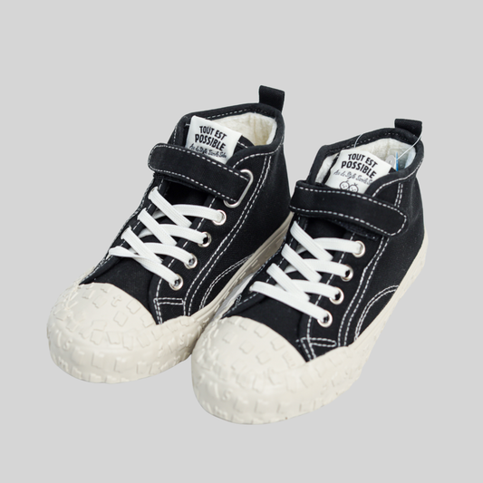 Kids Black High-Top Canvas Sneakers – Stylish Casual Everyday Shoes
