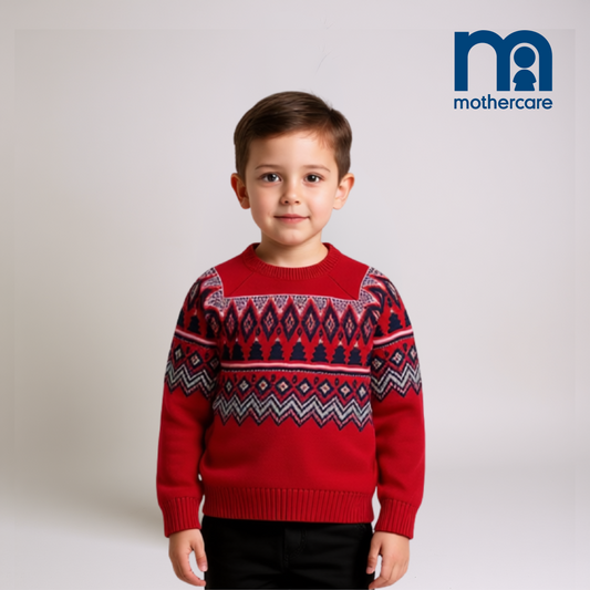 Baby Boy Jacquard Sweater – Red