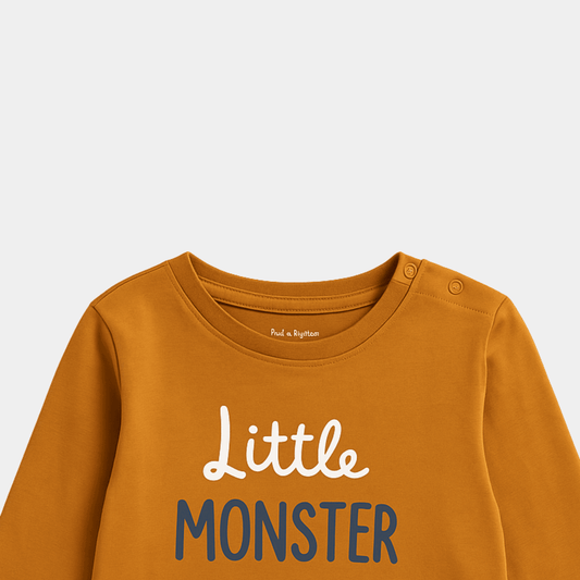 Boys Little Monster Shirt – Orange - KIDKO