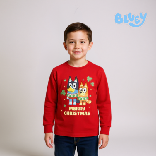 Boys Full Sleeve Bluey Shirt – Bright Red Graphic