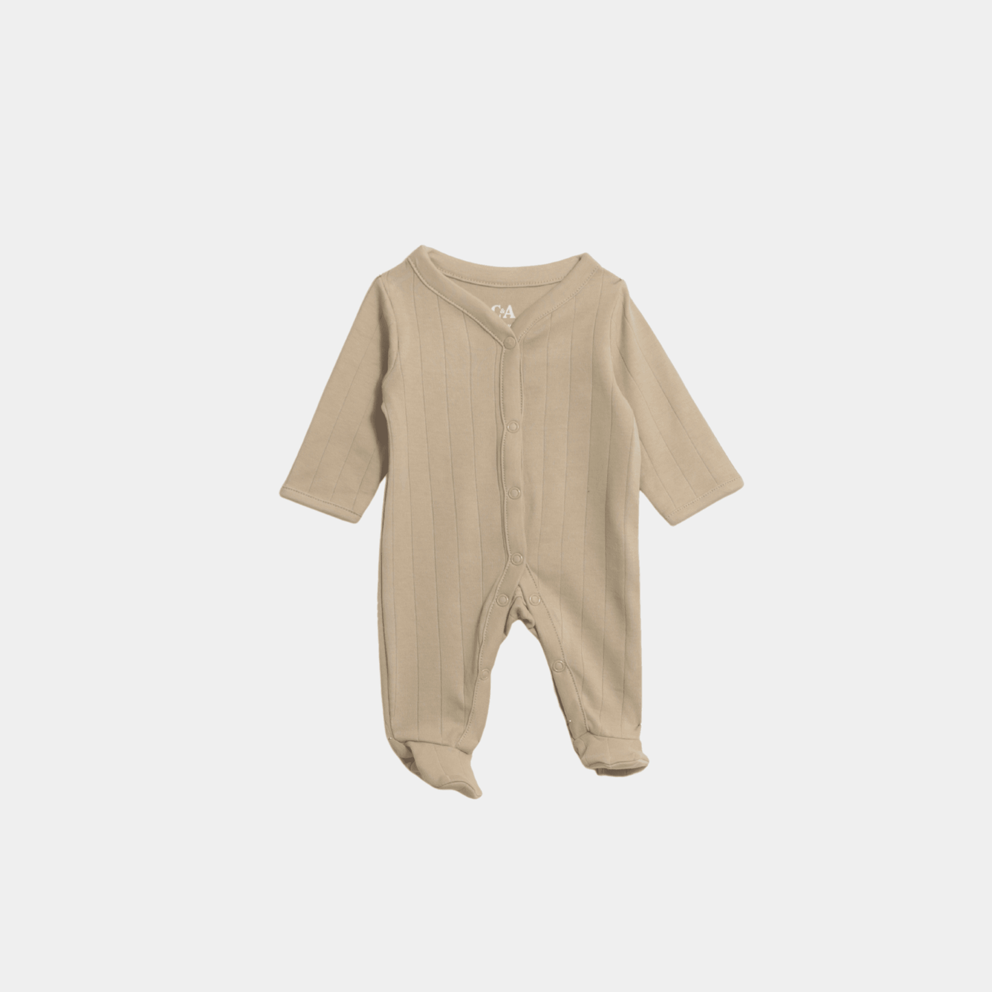 Baby Sleepsuit – Beige with Printed Motif - KIDKO